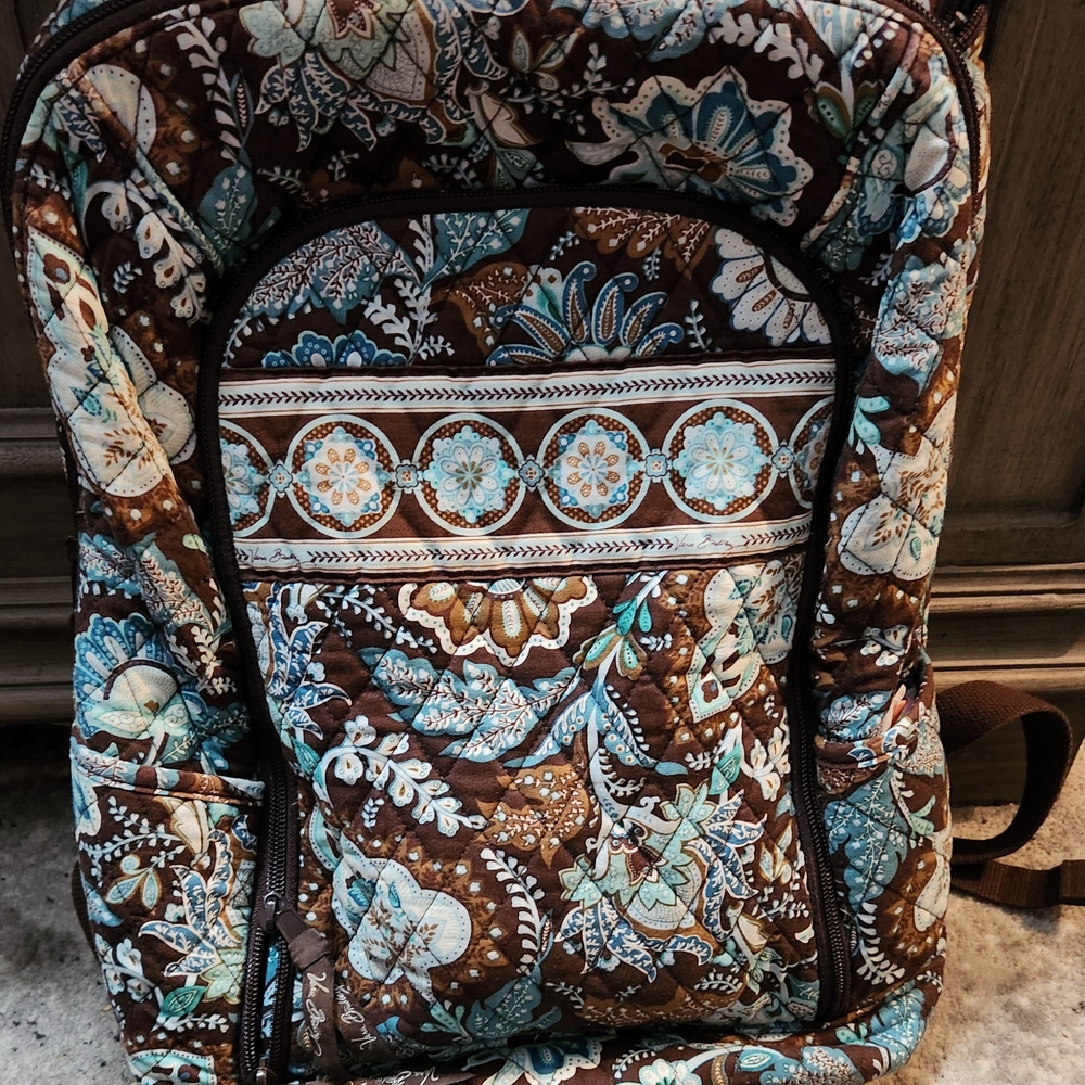 Vera Bradley Blue and Brown Floral Backpack